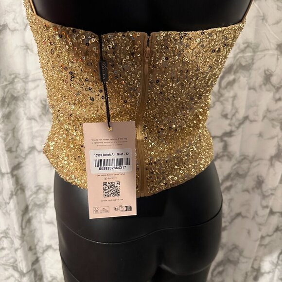 Oh Polly "Meissa" Embellished Sequin Bustier Top – Gold – Size 8 – NWT ✨ - Picture 5 of 12